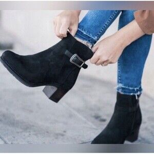 Dansko Hartley Black Nubuck Suede Buckle Ankle Boots Booties EU 38 / US 7.5 Clog